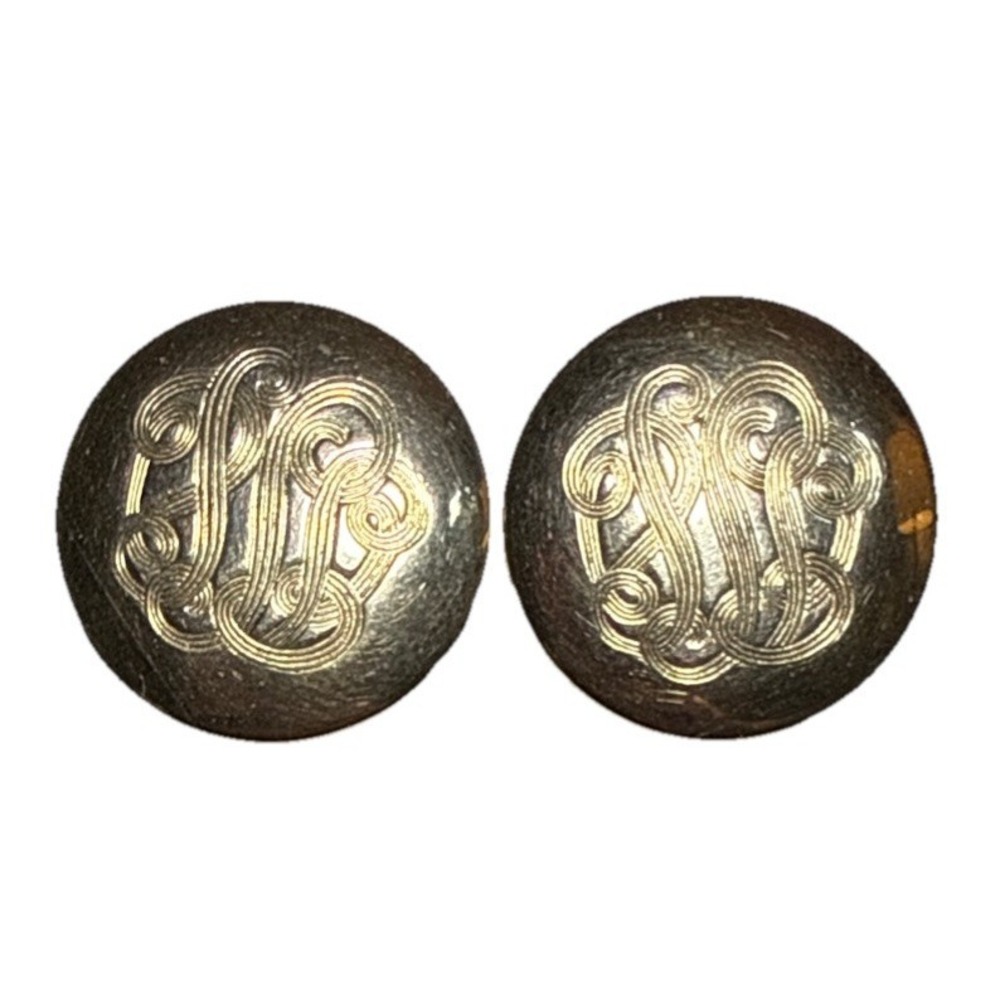 Vintage Silver Tone Round Clip On Earrings With Swirl Engraving J17-5